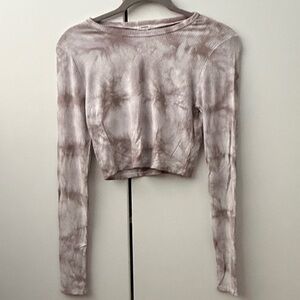Garage Mauve Tie-Dye Long Sleeve Crop Top